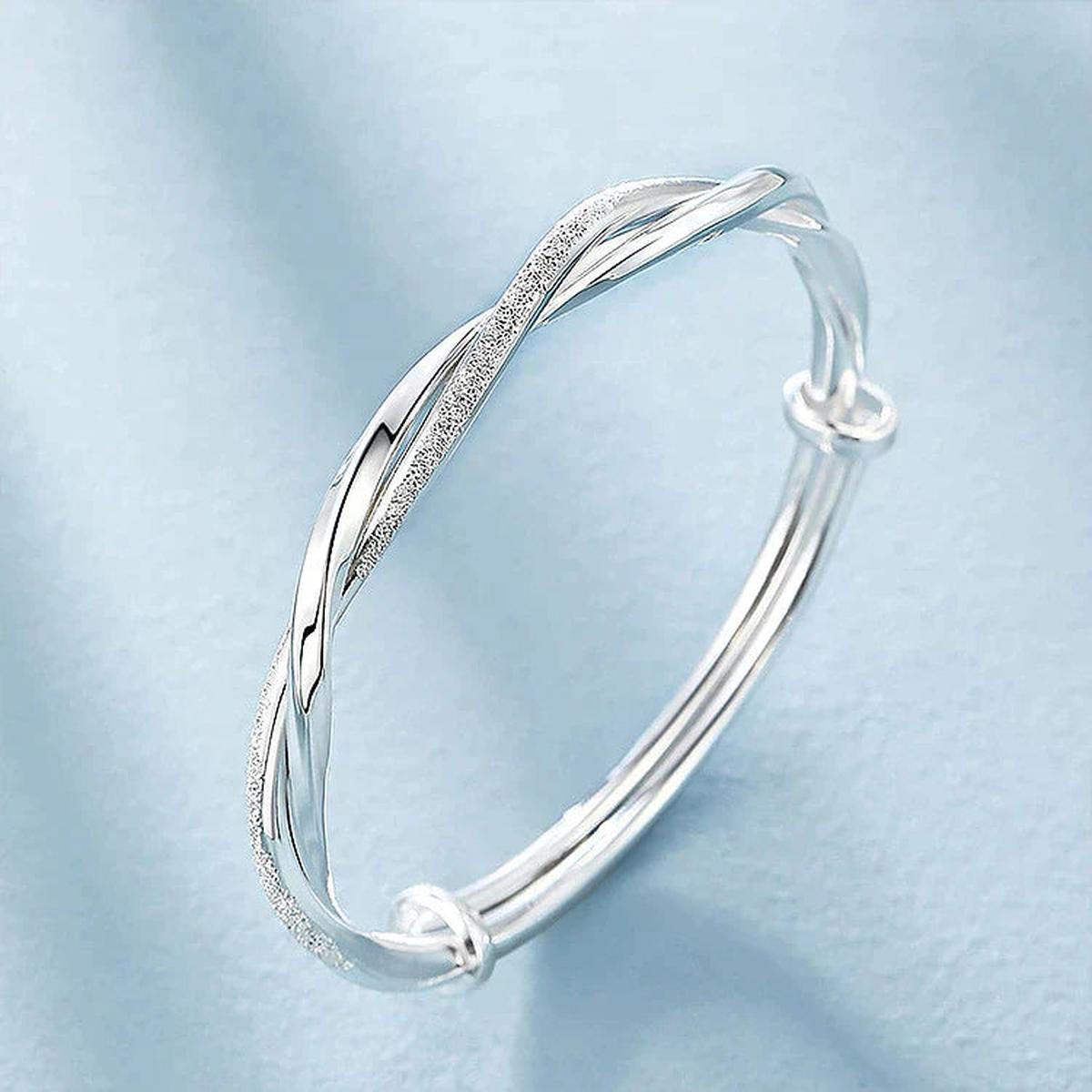 Adjustable 925 Sterling Silver Geometric Bracelet