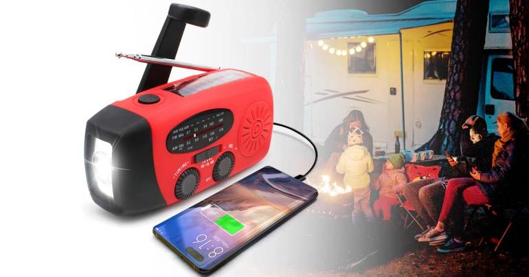 All-in-One Emergency Radio with Solar Power & Power Bank