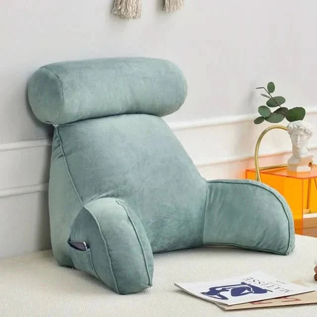Backrest Reading Pillow with Arms and Pocket