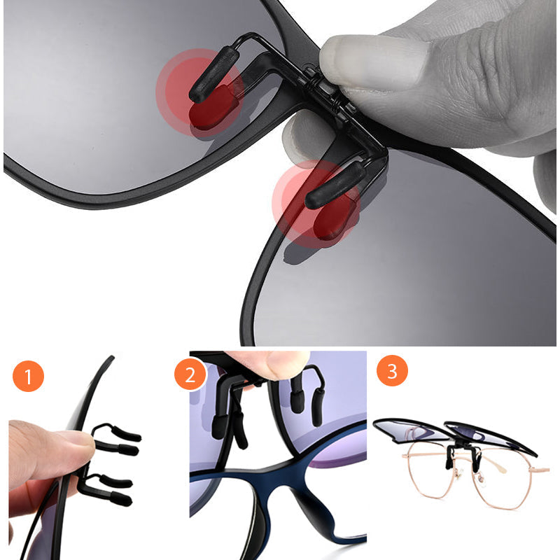 Flip-Up Polarized UV400 Clip-On Sunglasses for Prescription Glasses