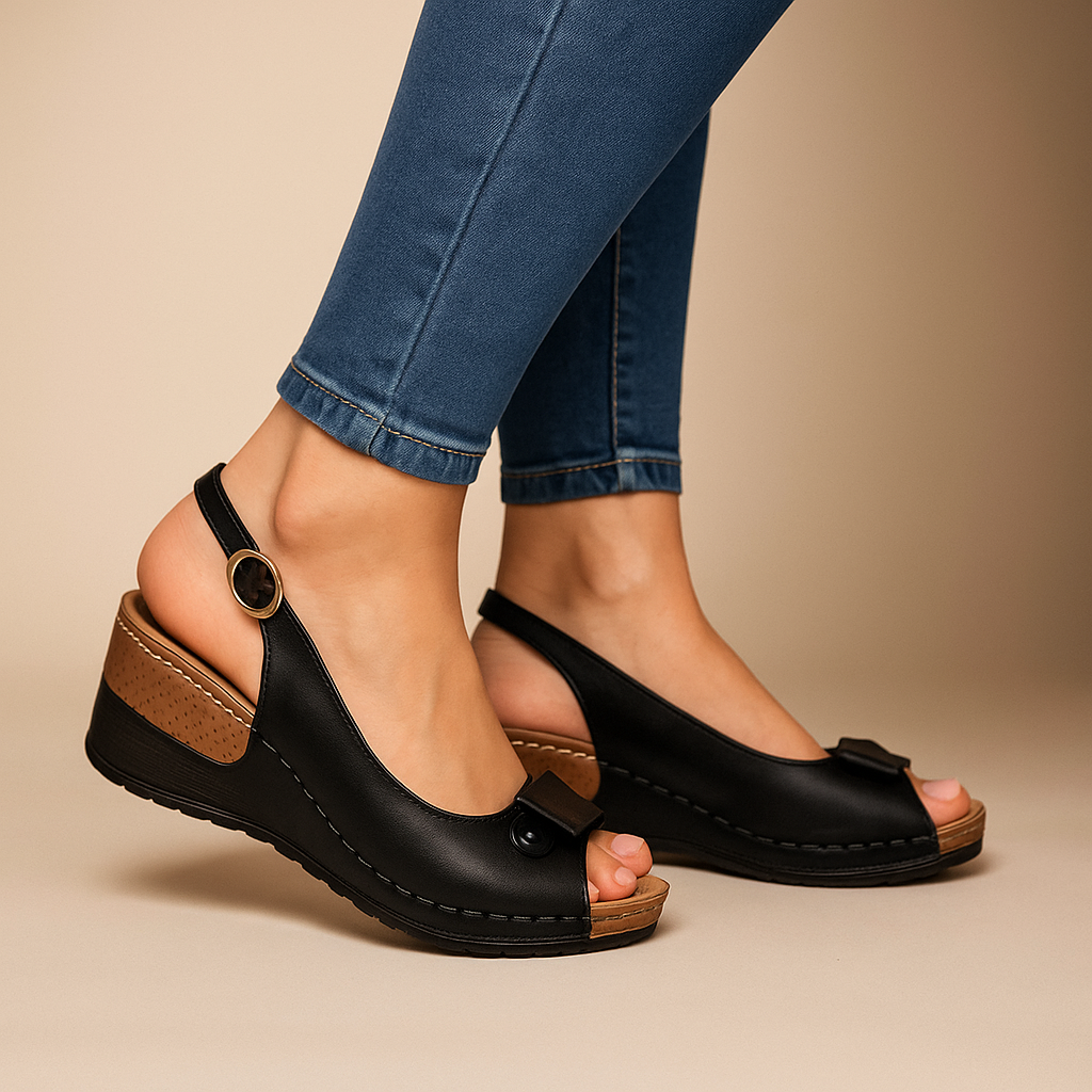 Women's Peep Toe Wedge Slingback Sandals