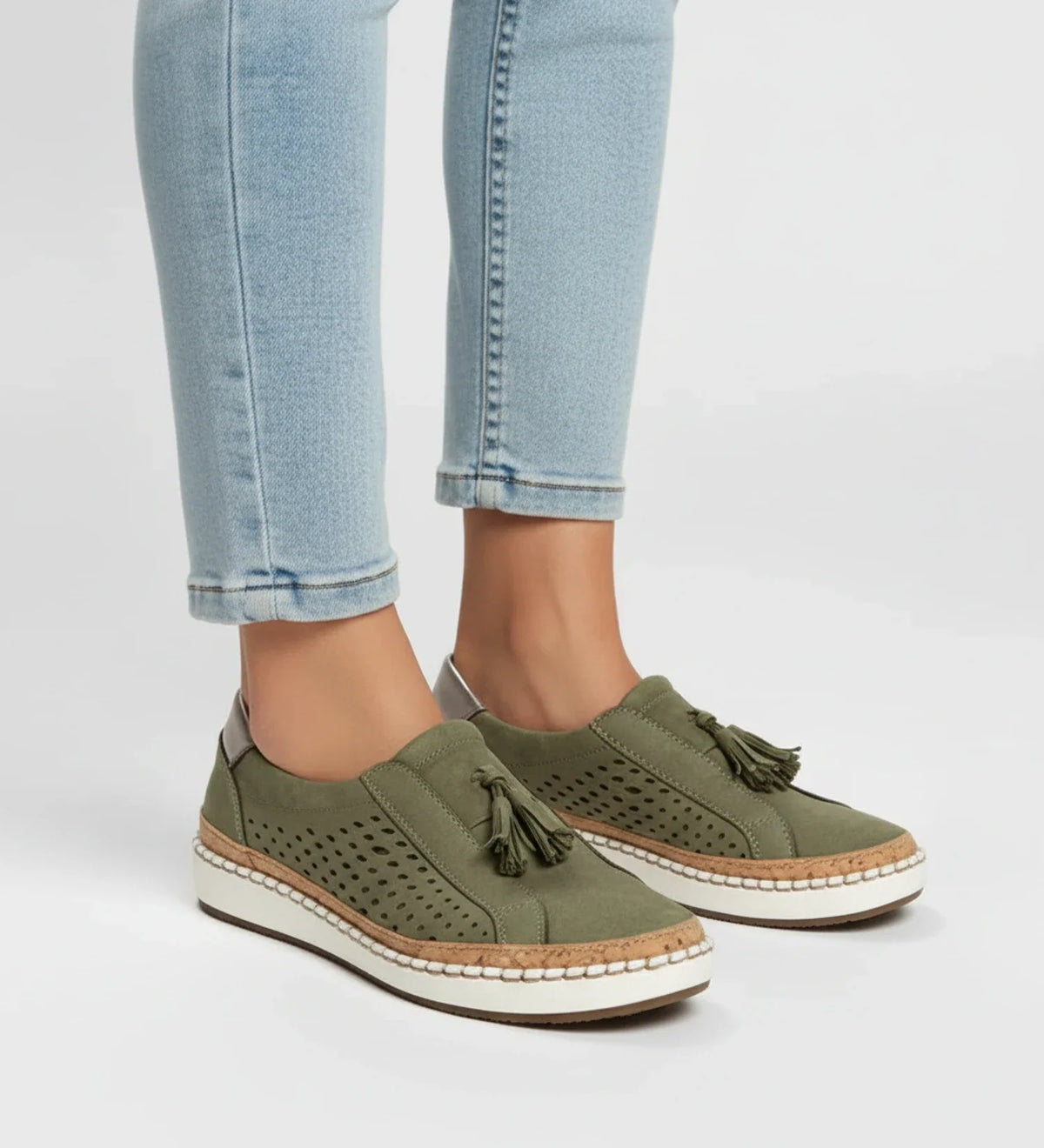 Women's Slip-On Perforated Tassel Loafer Sneakers