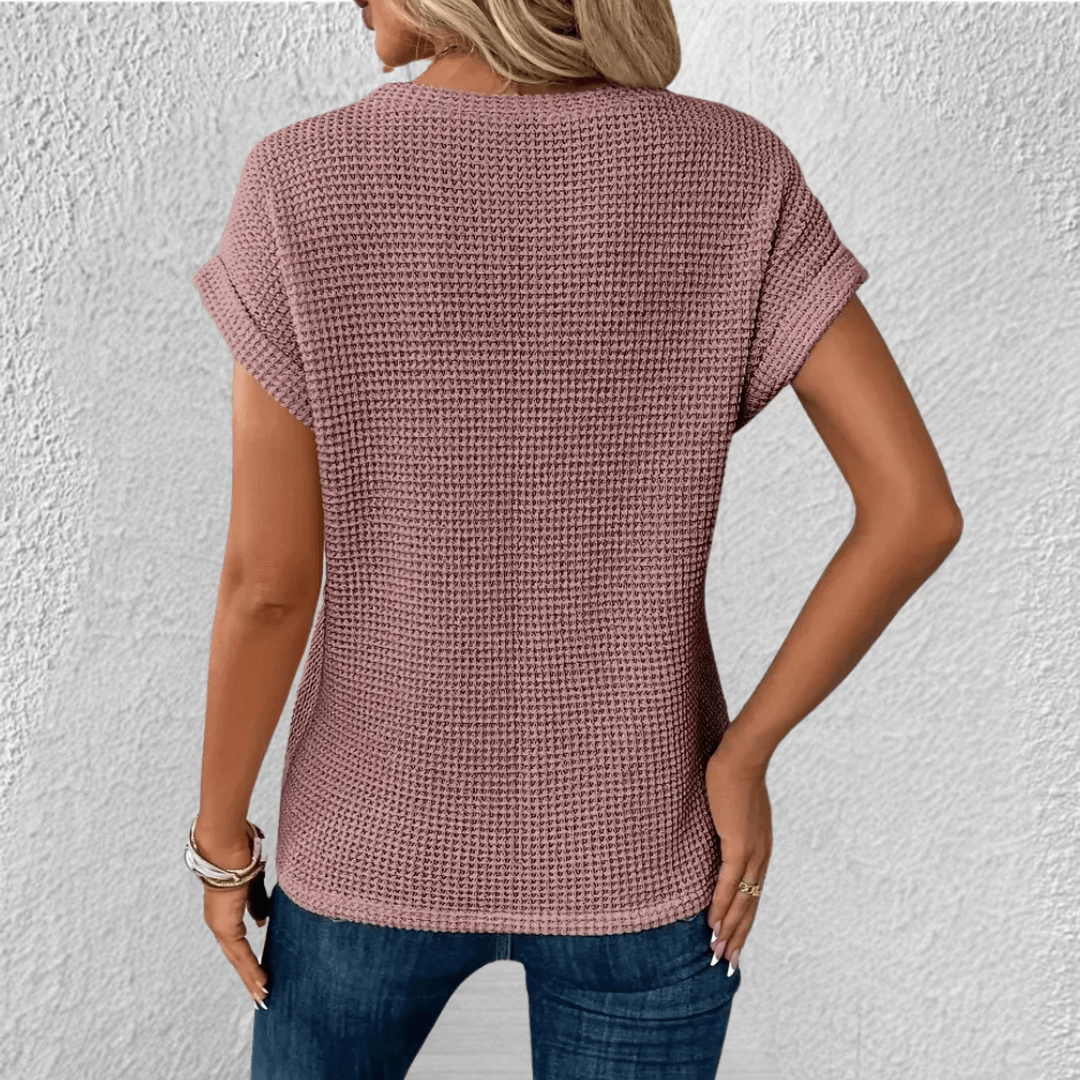 Women's Twist-Front Waffle Knit Blouse