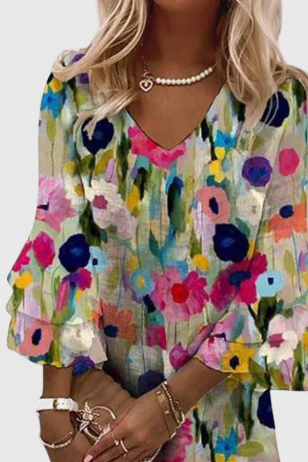Women's V-Neck Floral Mini Dress