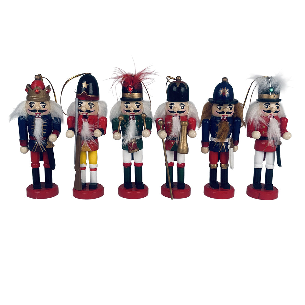 Wooden Nutcracker Figures – 12.5 cm, Set of 6