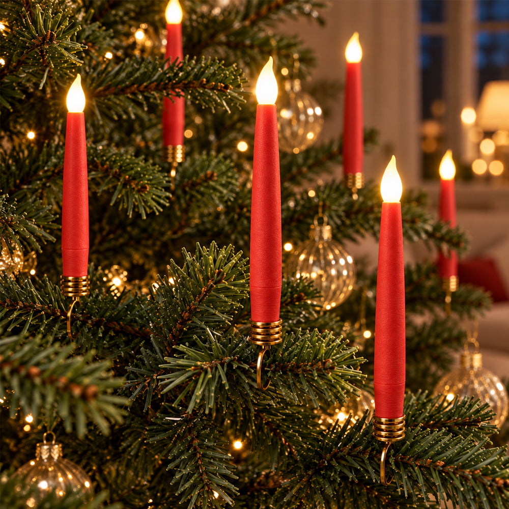 10-Pack Wireless LED Christmas Tree Candles with Remote Control & Clips – Fits Most Candle Holders