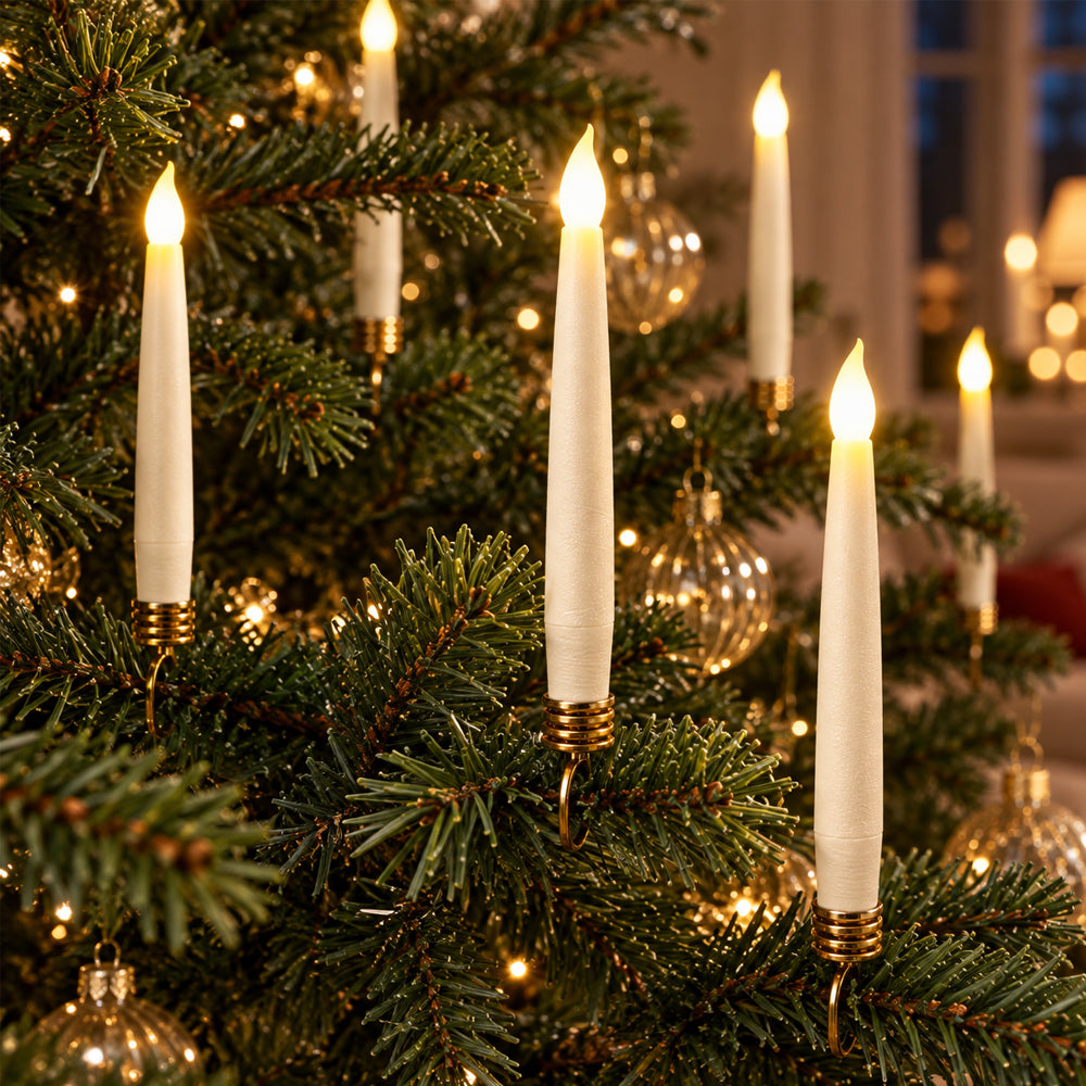 10-Pack Wireless LED Christmas Tree Candles with Remote Control & Clips – Fits Most Candle Holders