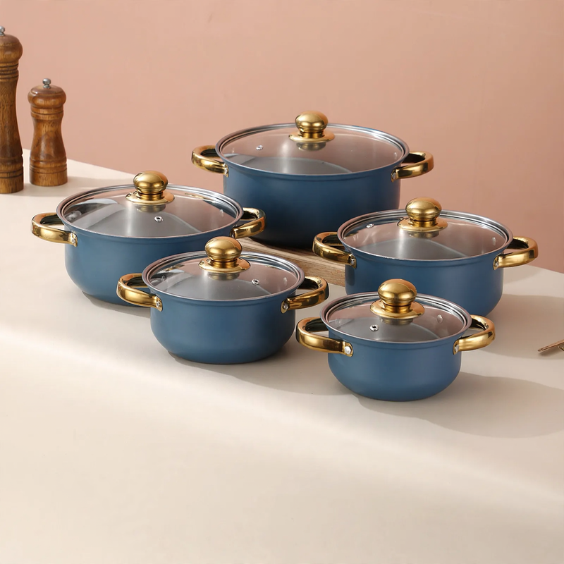 10-Piece Stainless Steel Cookware Set with Glass Lids