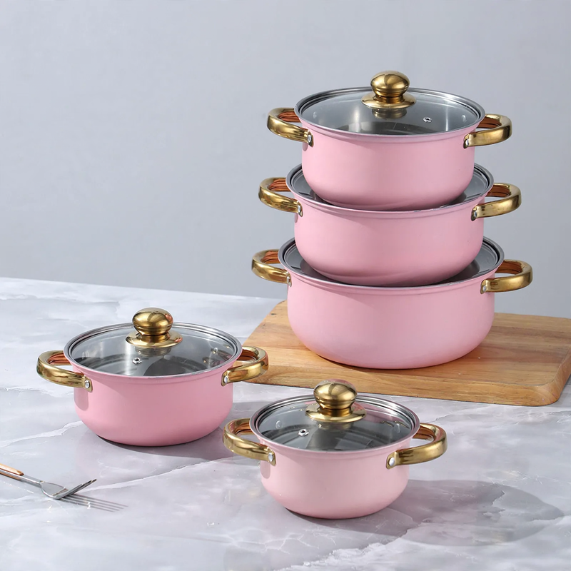 10-Piece Stainless Steel Cookware Set with Glass Lids