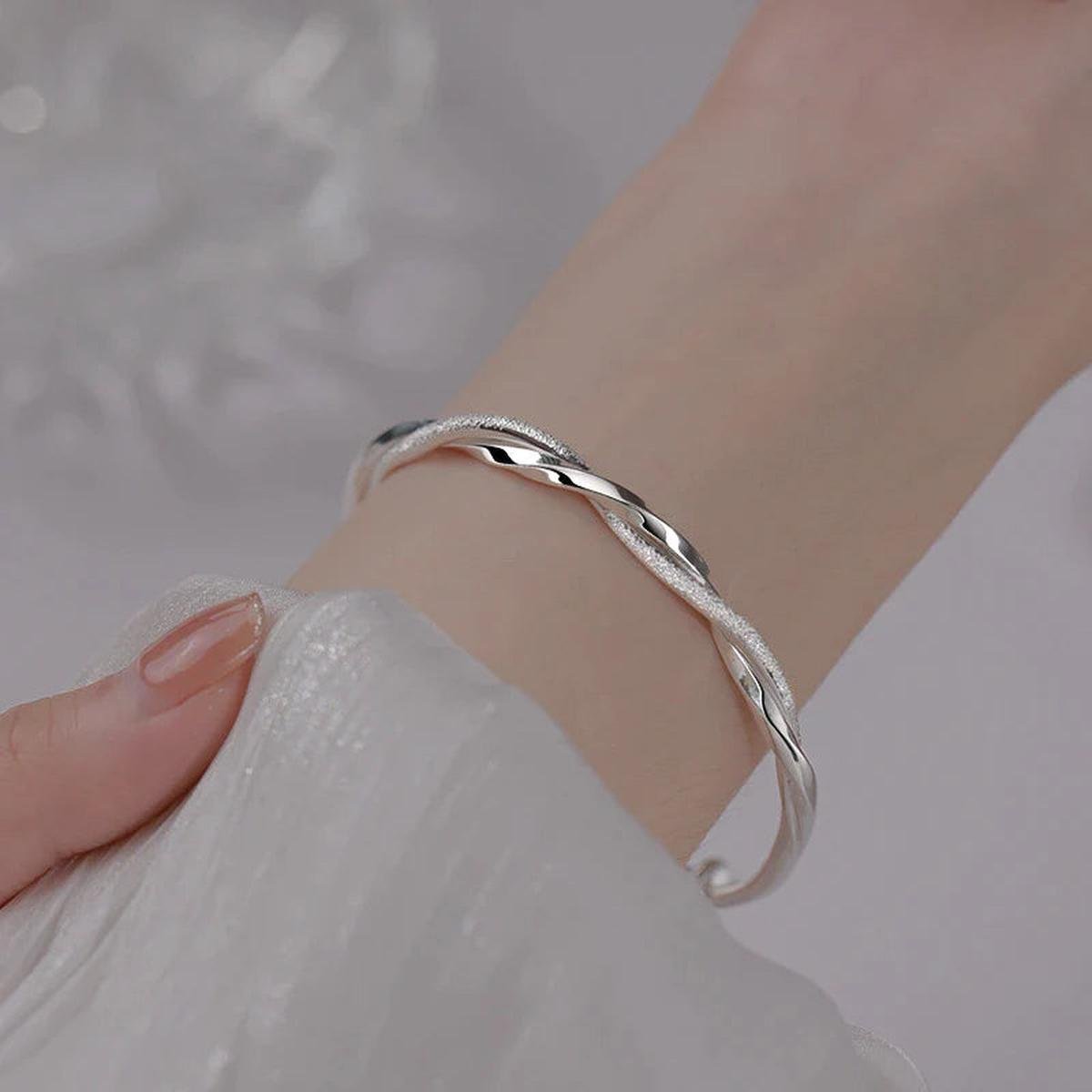 Adjustable 925 Sterling Silver Geometric Bracelet