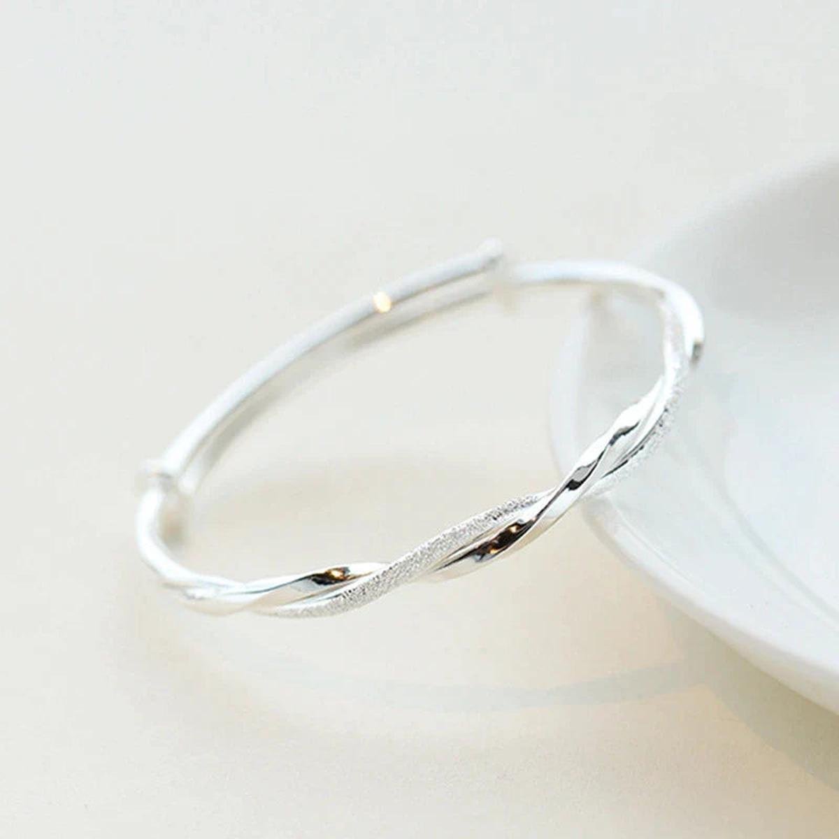 Adjustable 925 Sterling Silver Geometric Bracelet