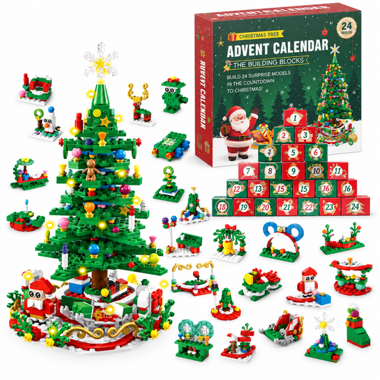 Advent Calendar | 24 Building Block Surprises | LED Christmas Tree Set Christmas Activity