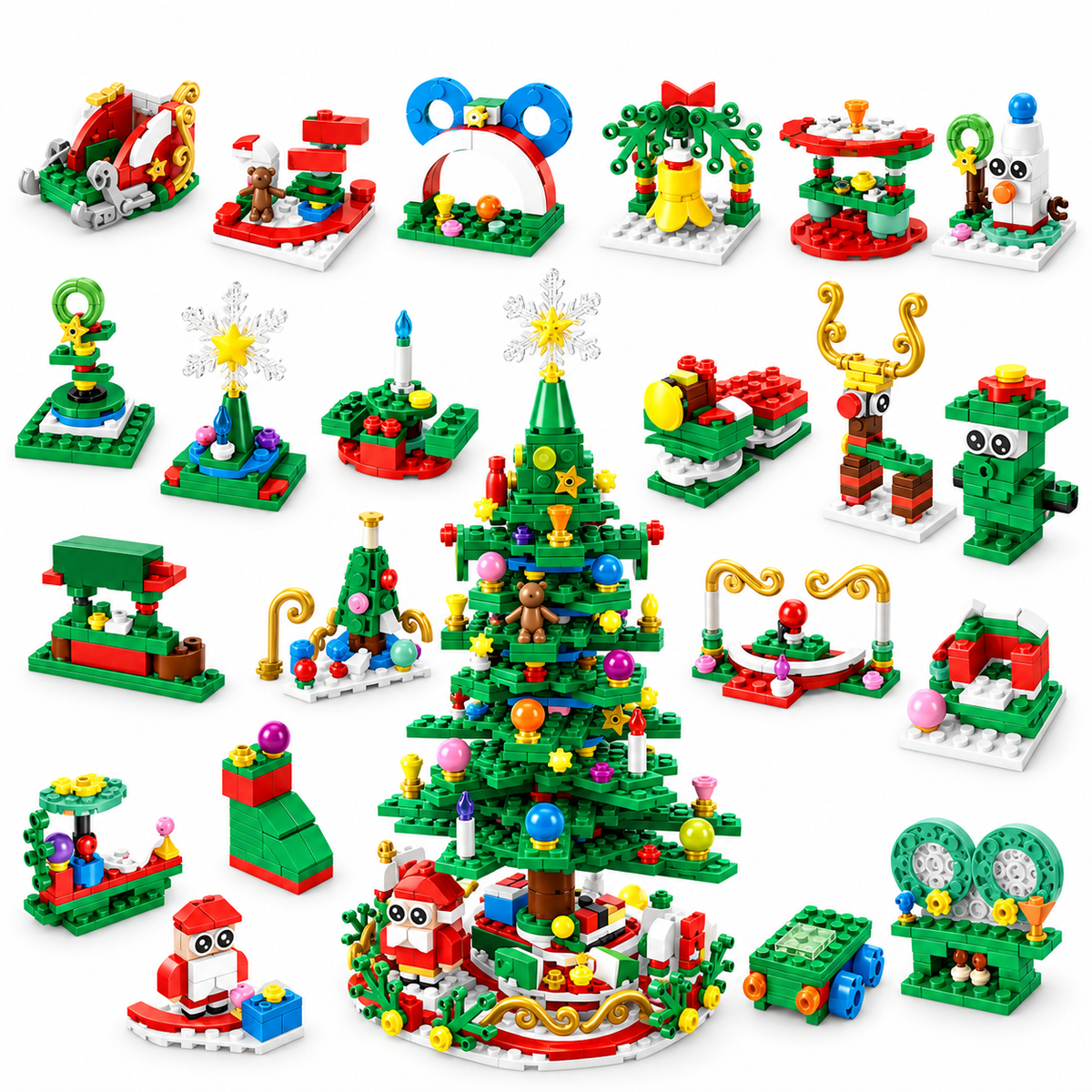 Advent Calendar | 24 Building Block Surprises | LED Christmas Tree Set Christmas Activity