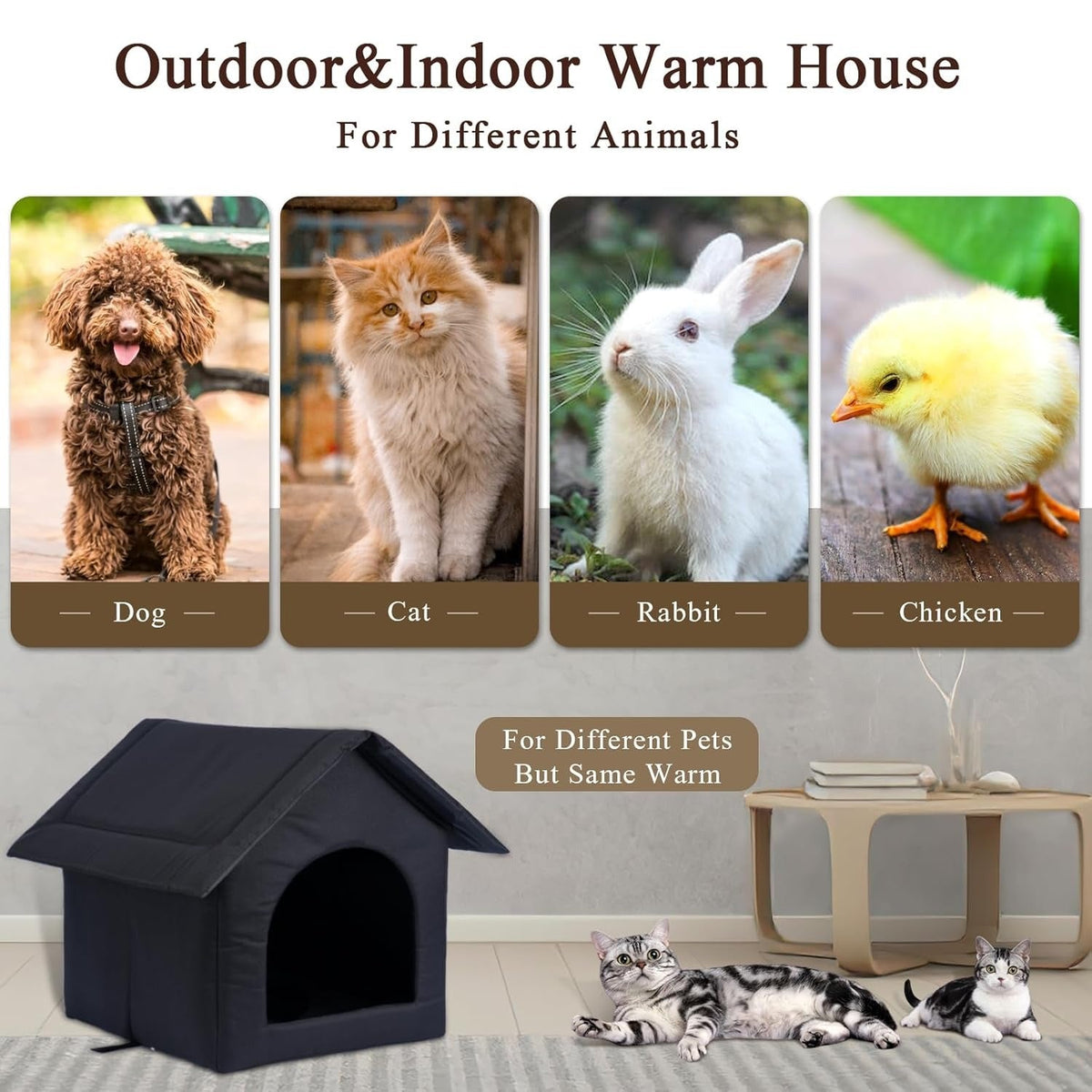 All-Season Weatherproof Outdoor Pet House for Cats and Dogs