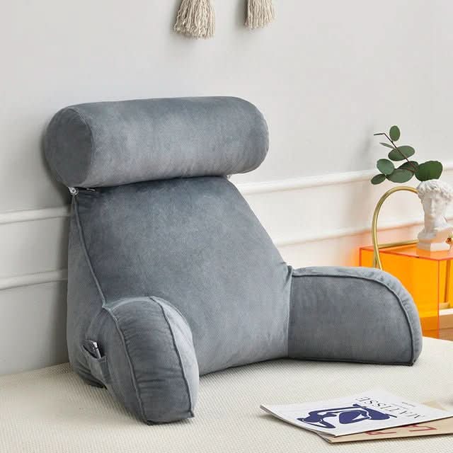 Backrest Reading Pillow with Arms and Pocket