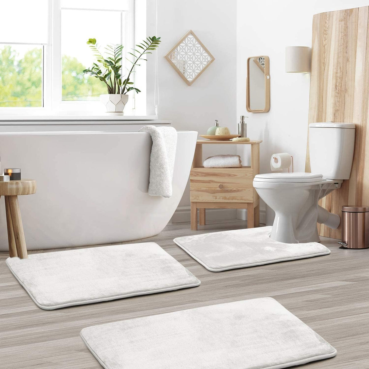 Bathroom Mat Memory Foam Set Anti-Slip Washable