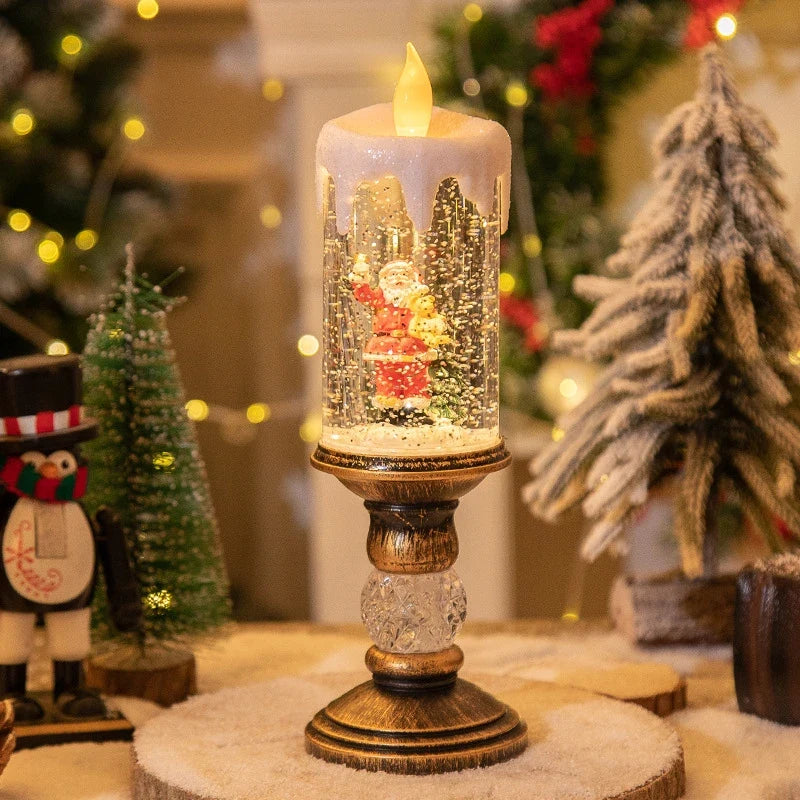 Battery-Operated Flameless LED Snow Globe Candle with Glitter