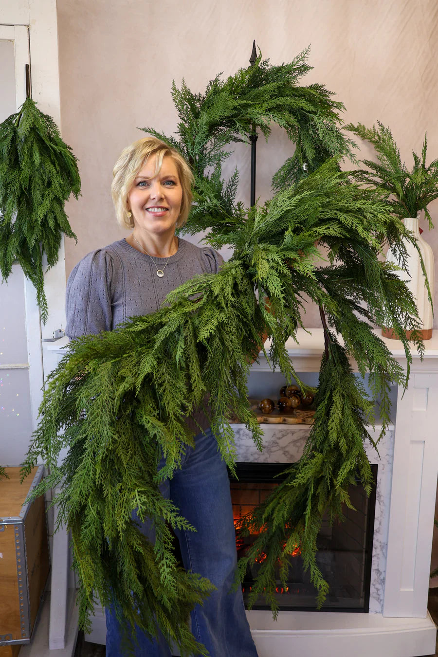 Bendable Evergreen Pine Garland with Dense Realistic Needles