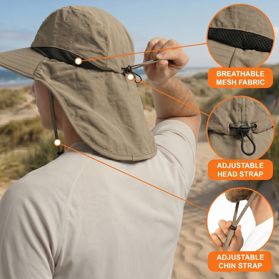 Brimveil Hiking Sun Hat with Neck Flap | UPF 50+
