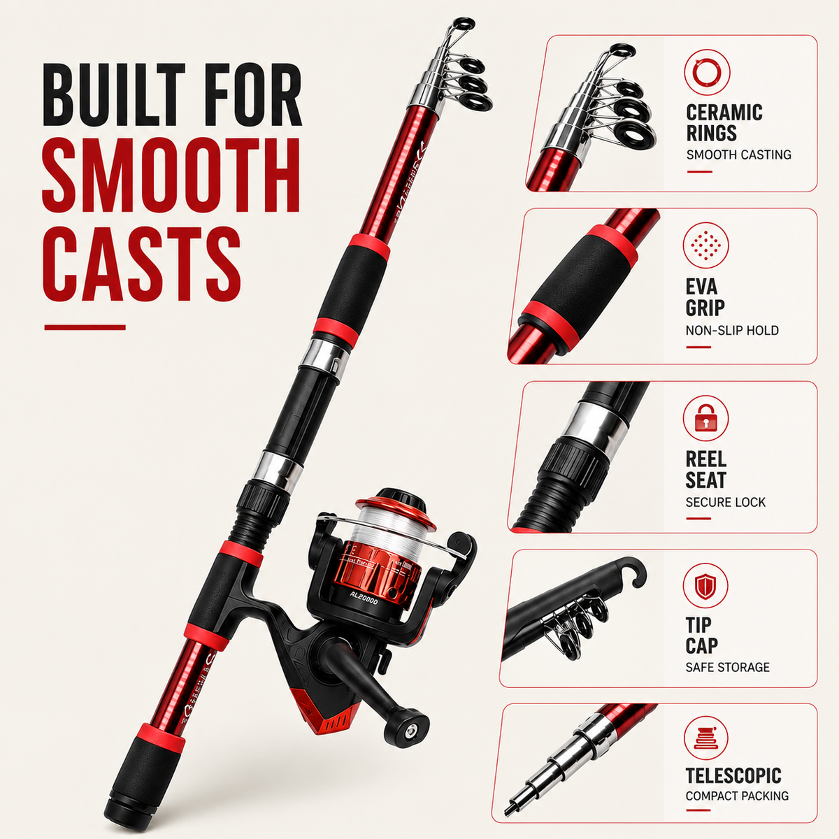 Castaway Telescopic Travel Fishing Rod Set