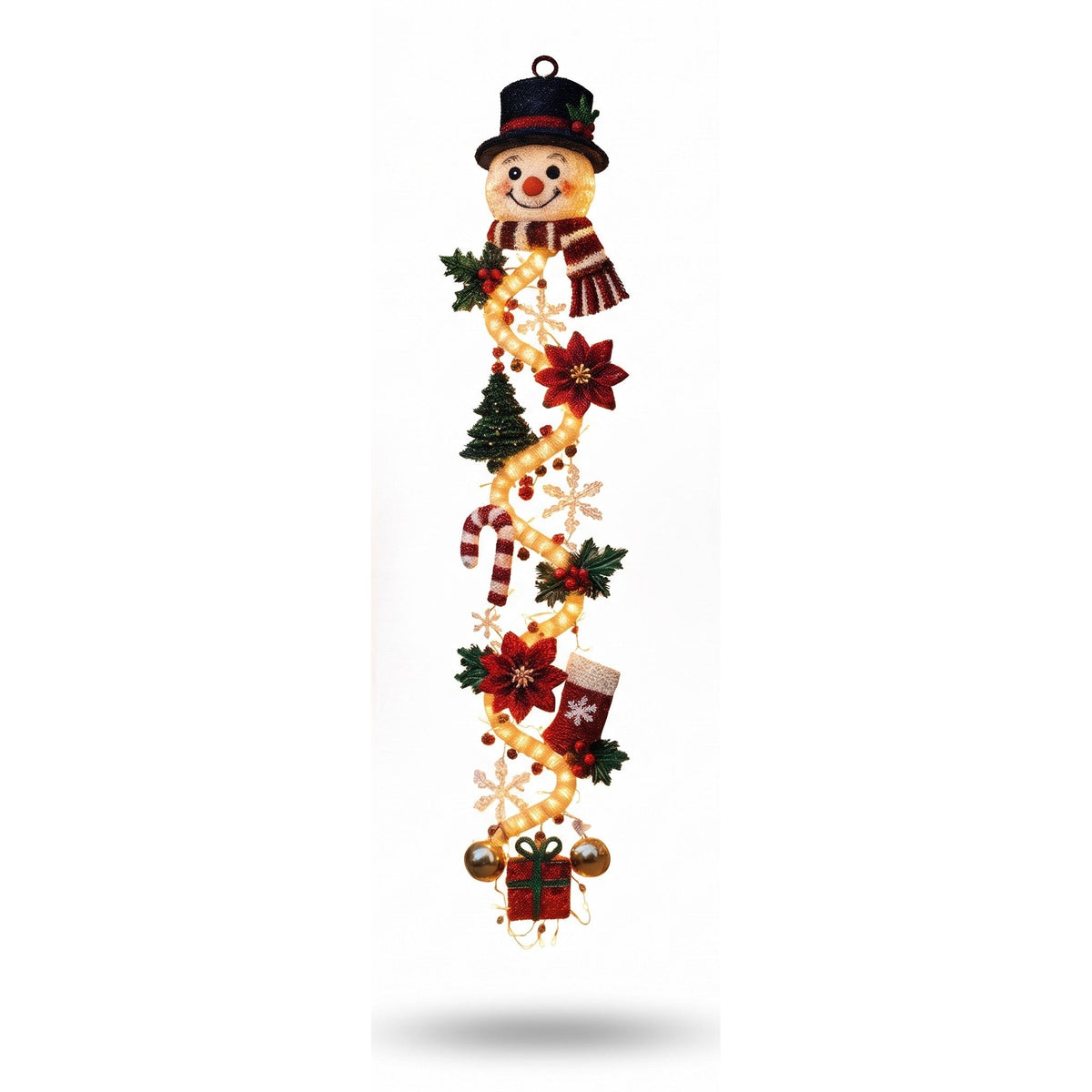 Christmas Decoration - Lighted Door Hanger with Warm LED Glow