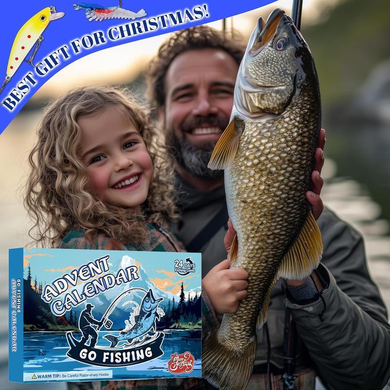 Christmas Fishing Lure Advent Calendar Blind Box Set with Minnows, Poppers, and Spoons