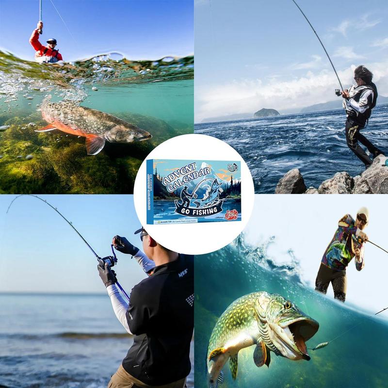 Christmas Fishing Lure Advent Calendar Blind Box Set with Minnows, Poppers, and Spoons