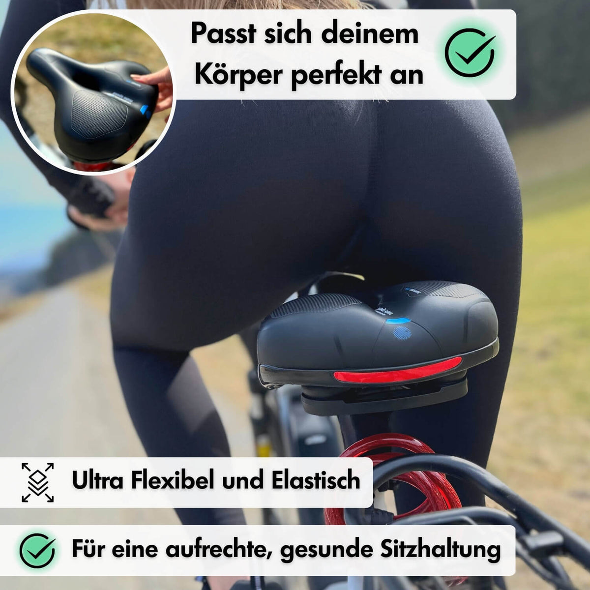 CloudComfort Pro Bicycle Seat | Pressure-Relieving Memory Foam | Black