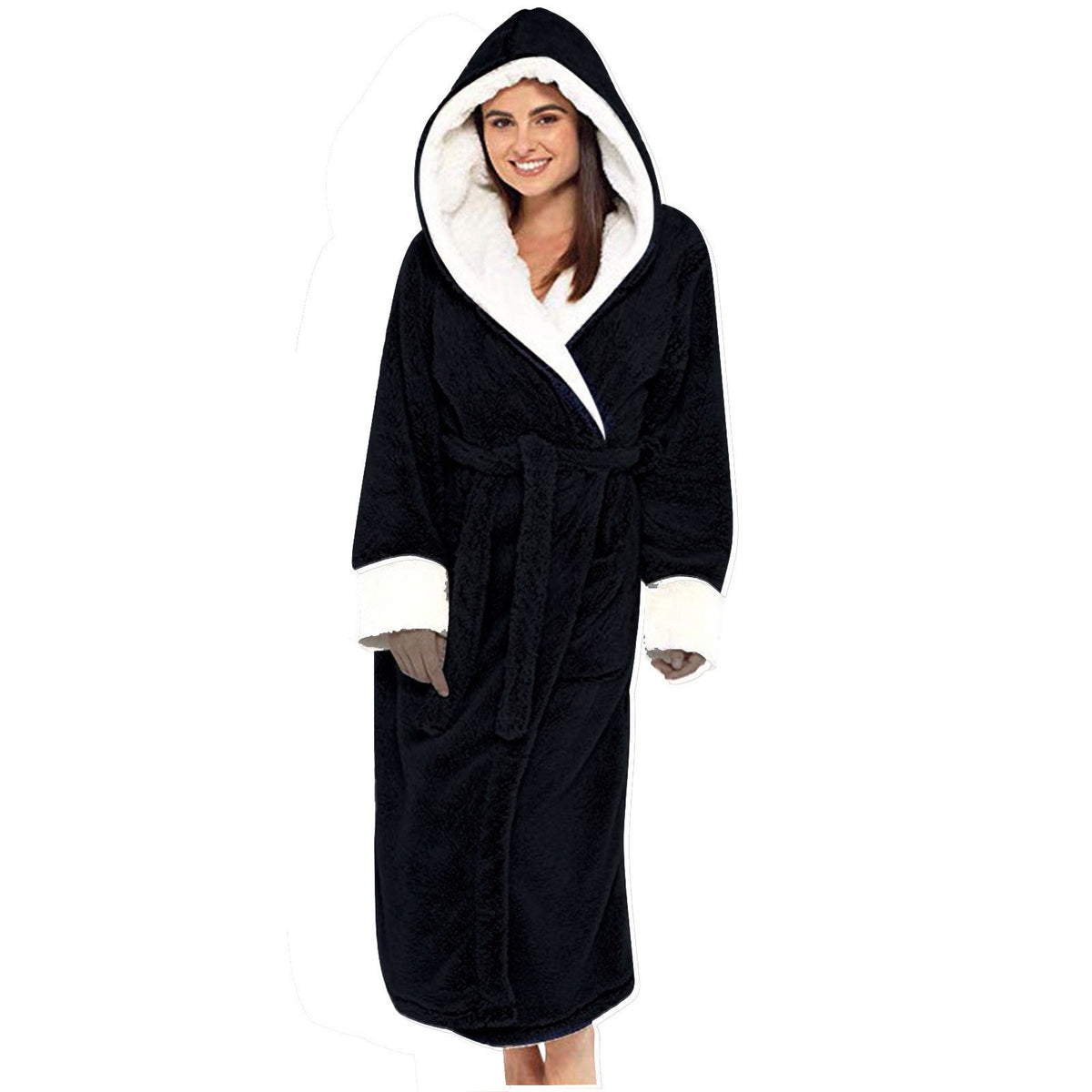Cozy Fleece Robe with Hood and Belt