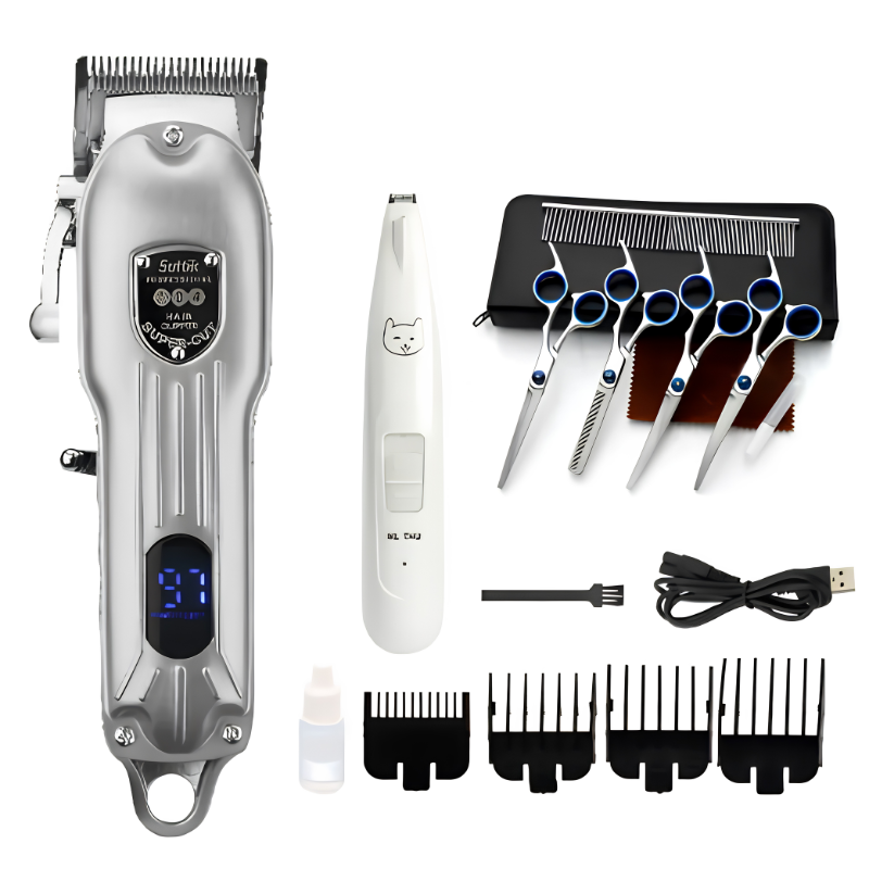 Dog Grooming Kit with Clippers and Scissors