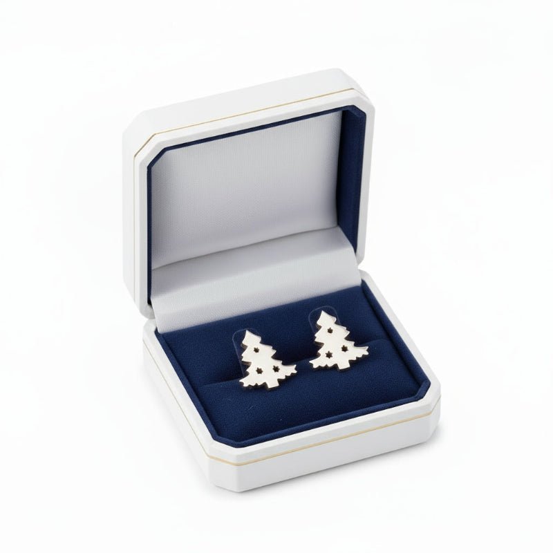 Elegant 925 Sterling Silver Christmas Stud Earrings with Sparkling Shine
