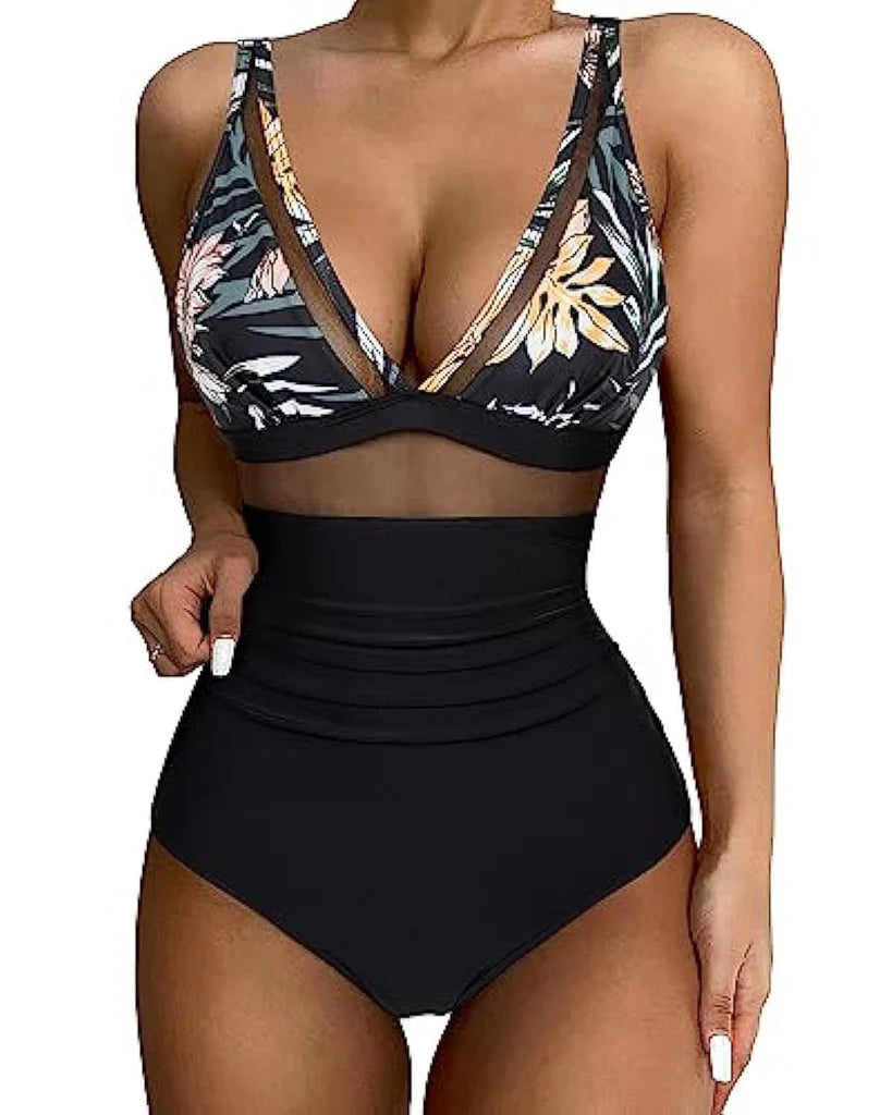 Elegant Figure-Flattering One-Piece Swimsuit