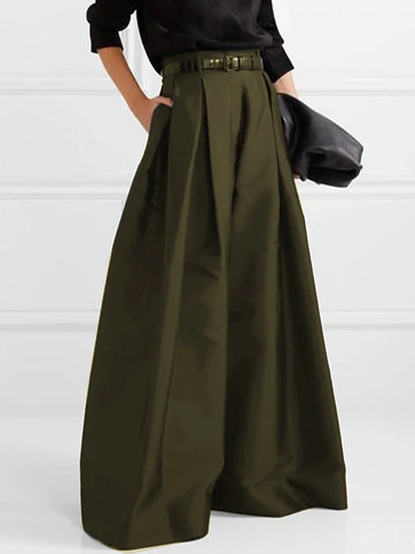 Elegant High-Waist Pleated Wide-Leg Trousers for Fall