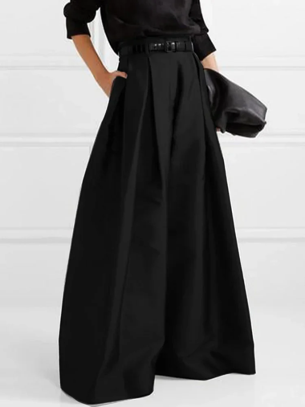 Elegant High-Waist Pleated Wide-Leg Trousers for Fall