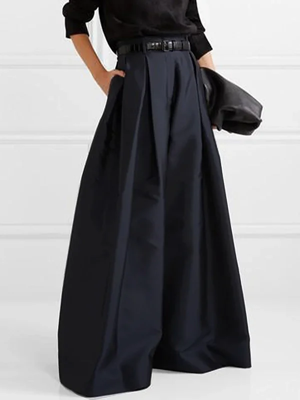 Elegant High-Waist Pleated Wide-Leg Trousers for Fall
