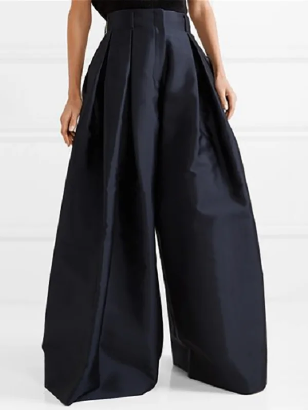Elegant High-Waist Pleated Wide-Leg Trousers for Fall