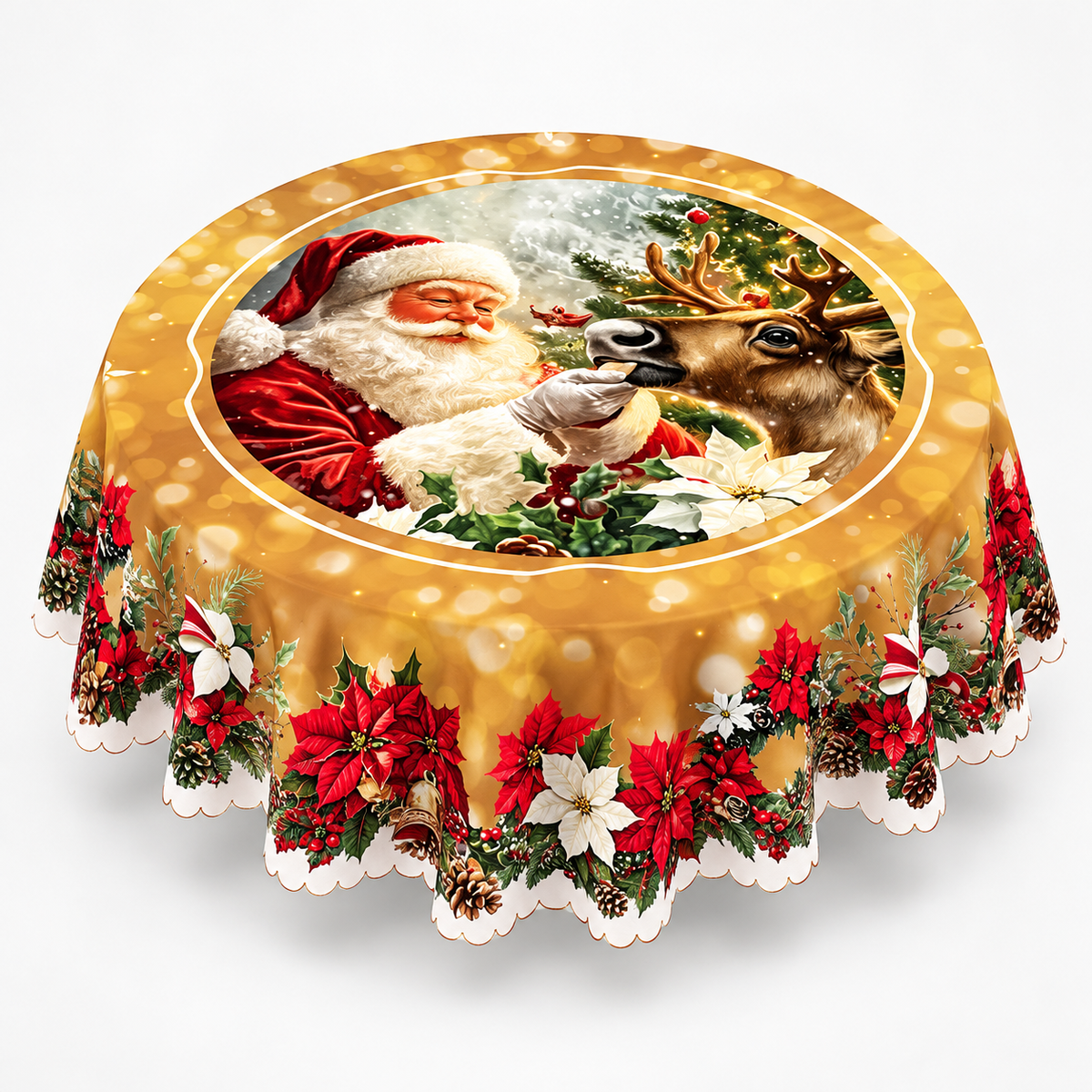 Embossed Christmas Print Tablecloth