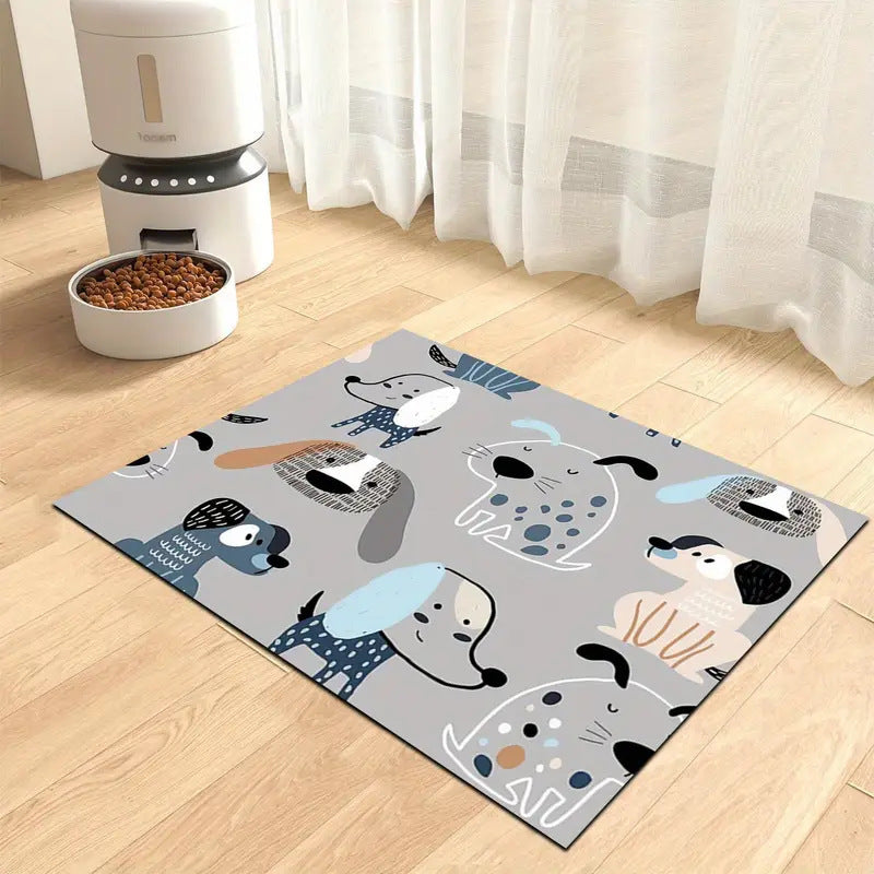 Pet Bowl Mat with Non-Slip Backing