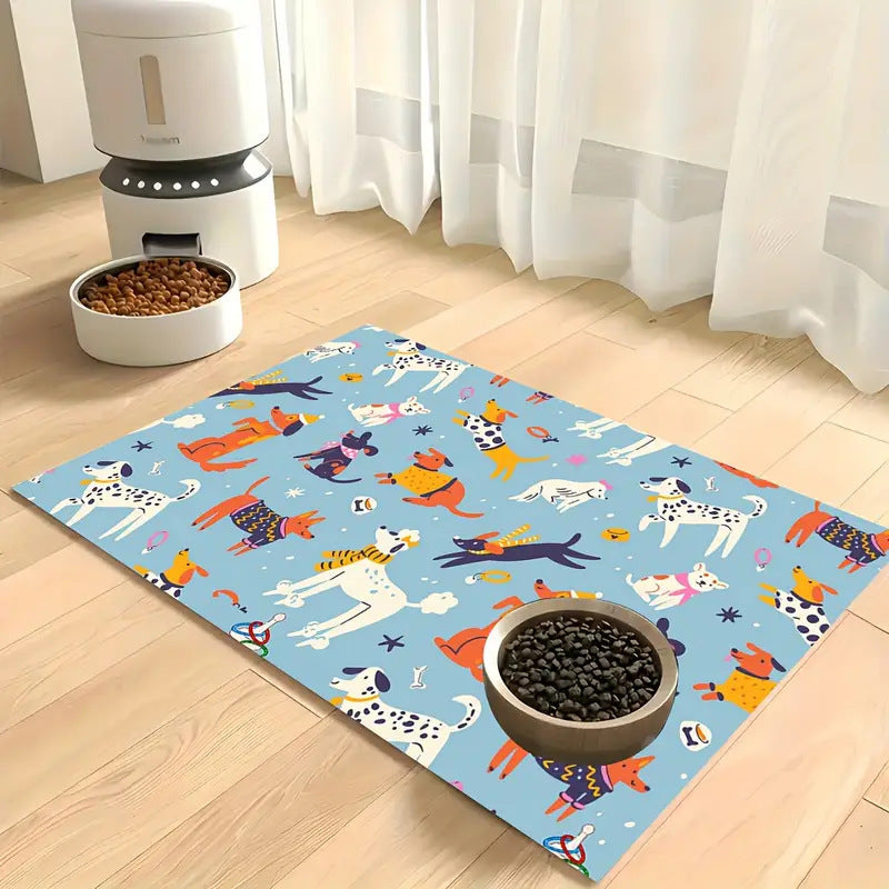 Pet Bowl Mat with Non-Slip Backing