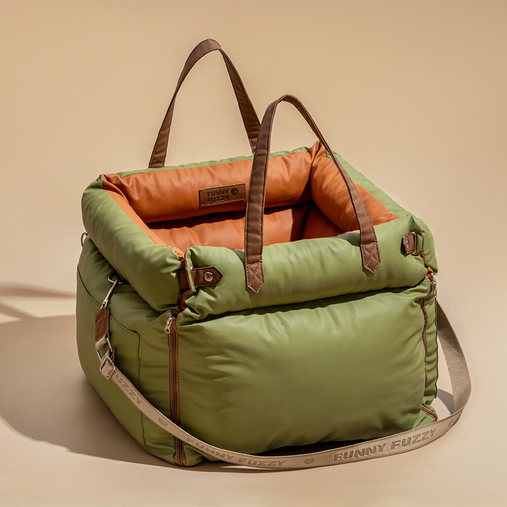 Faux Leather Dog Car Seat Bed