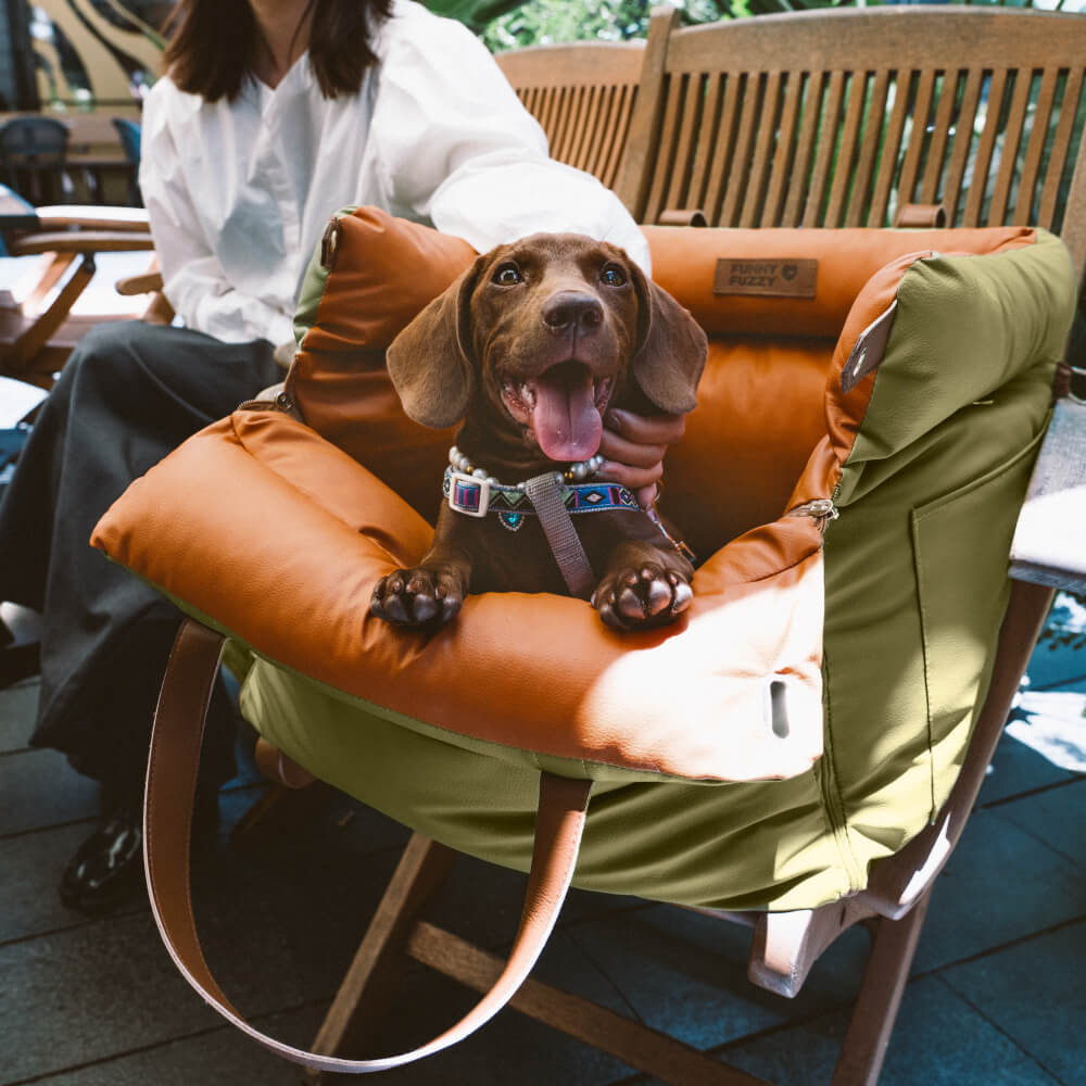 Faux Leather Dog Car Seat Bed