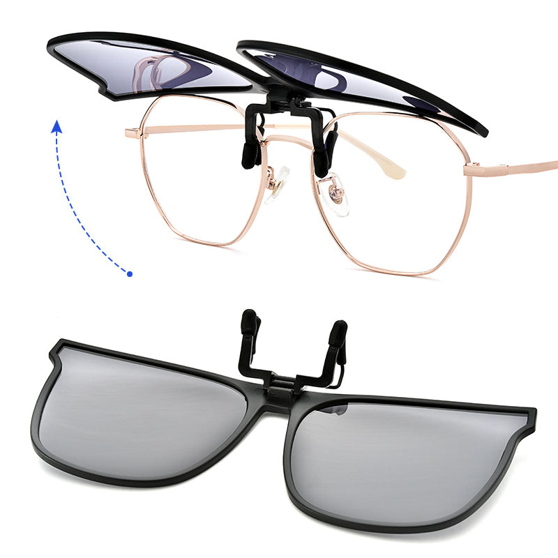Flip-Up Polarized UV400 Clip-On Sunglasses for Prescription Glasses