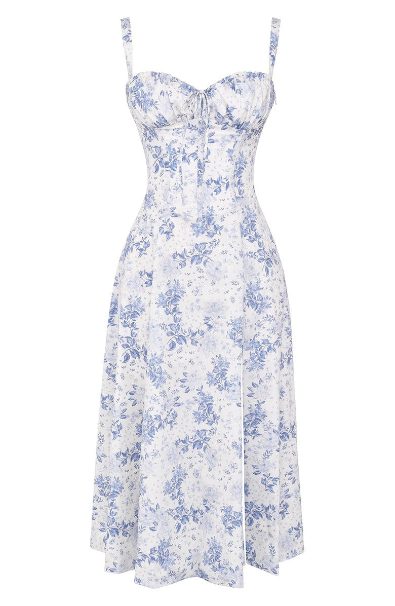 Floral Bustier Dress with Waist Shaping