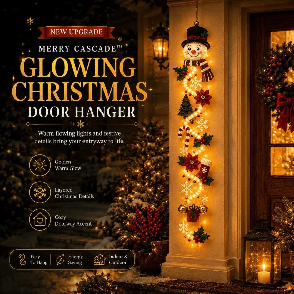 Handcrafted Christmas Door Hanger with 6 Festive Light Designs