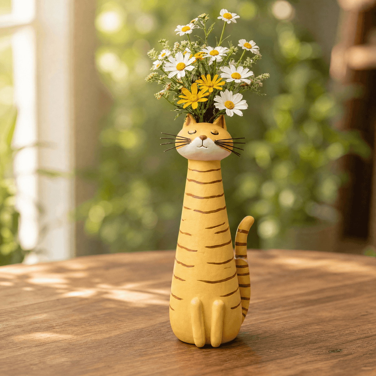 Handmade Ceramic Cat Flower Vase