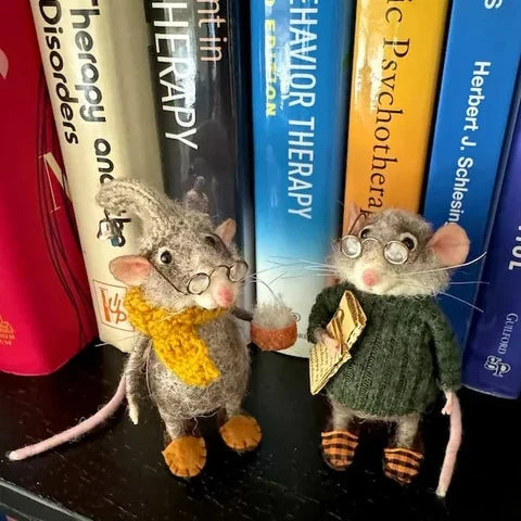 Handmade Felted Wool Mouse Holiday Ornament Decoration