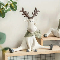 Handmade Reindeer Figurine with Scarf for Festive Christmas Decoration
