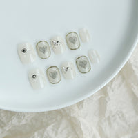 Heart-Embellished Press-On Nail Set