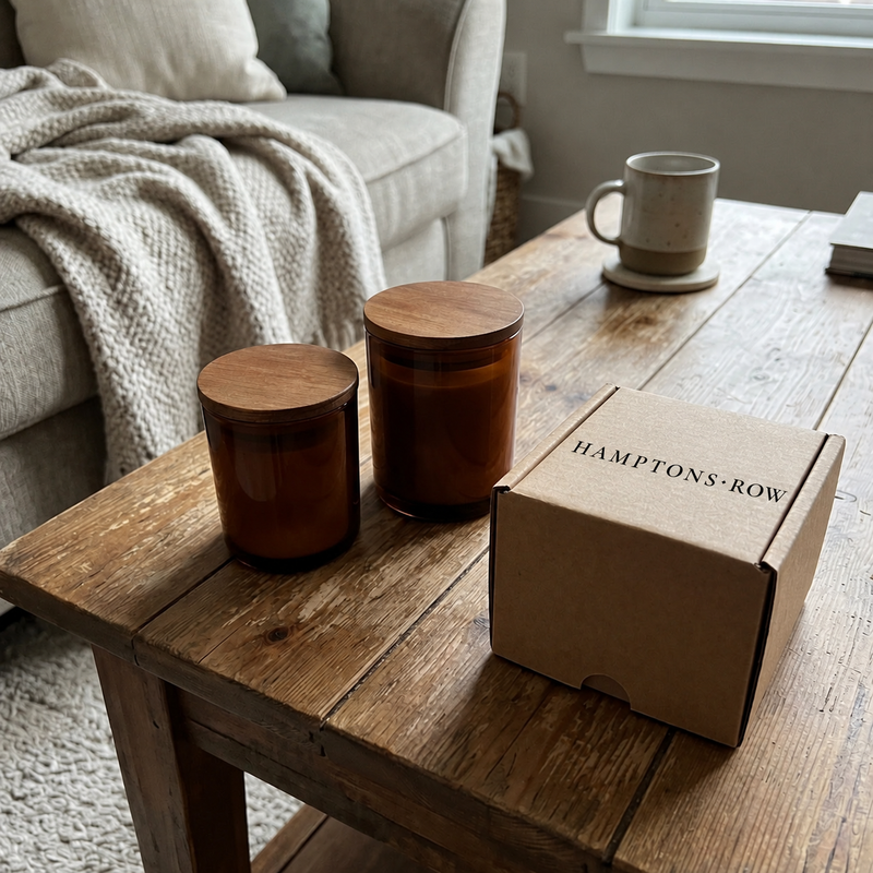 Hamptons Row candle packaging