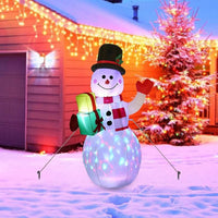 Inflatable Snowman Outdoor Christmas Yard Decoration with Rotating LED Lights, Weatherproof